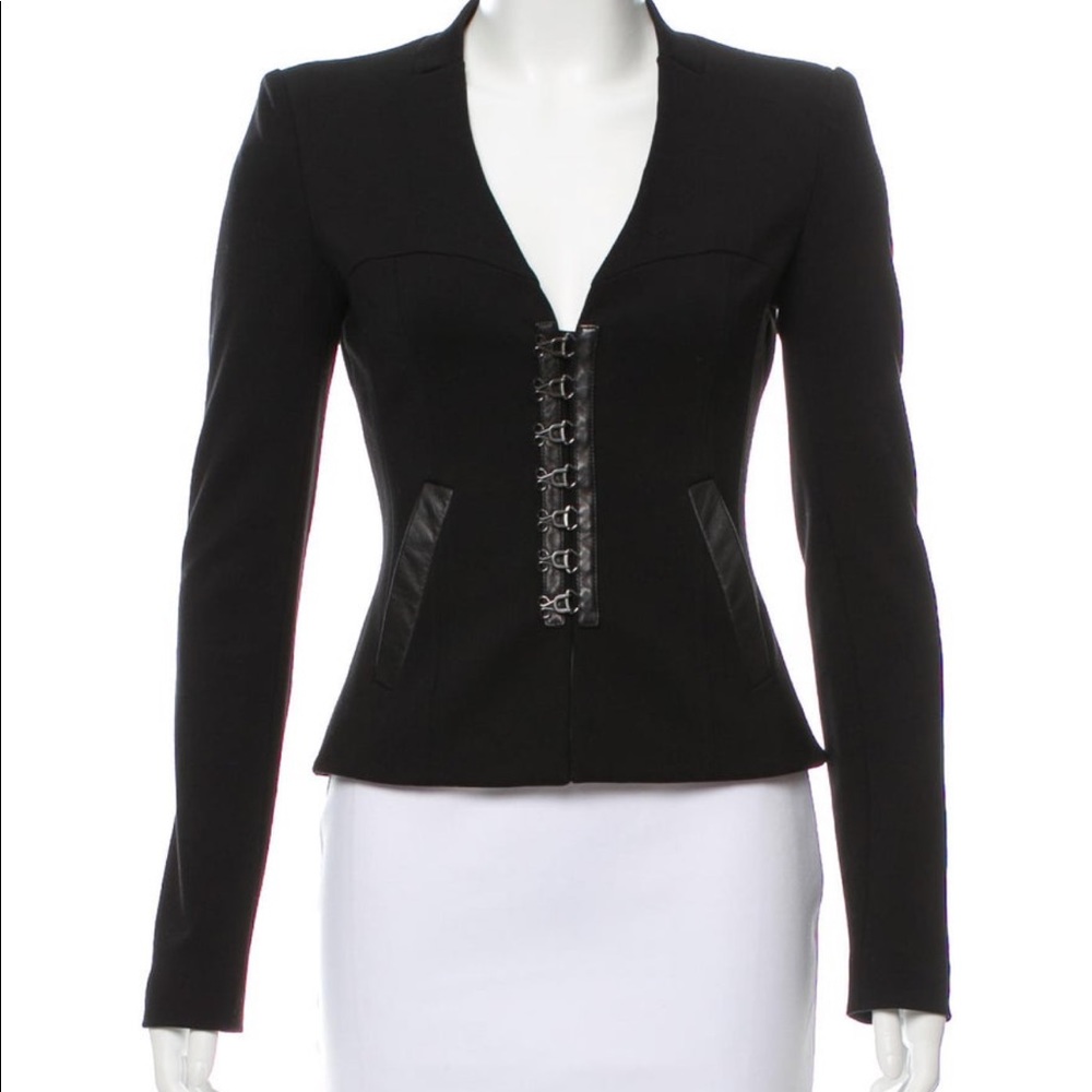 Mackage leather trimmed suited jacket